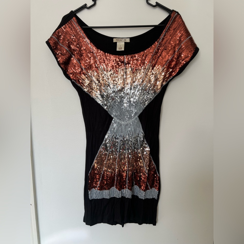 Arden B Black Dress with Silver and Copper Sequins